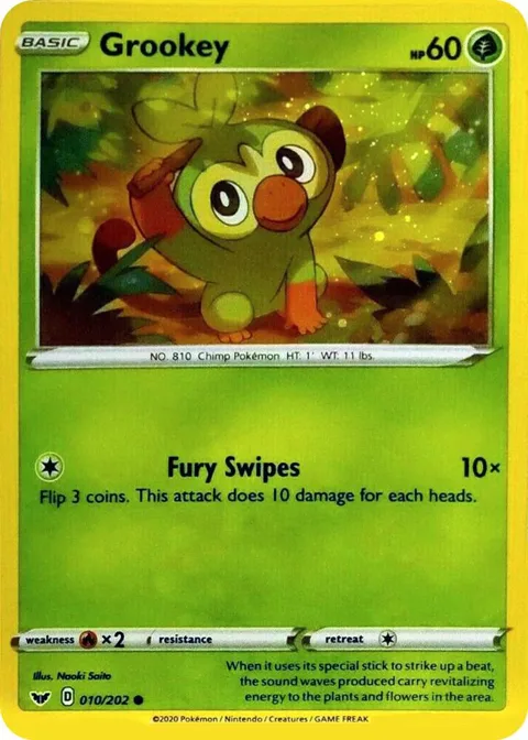Grookey - 010/202 Cosmos Holo #010/202 Holofoil Pokémon card from Blister Exclusives
