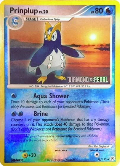 Prinplup - 58/130 [Diamond & Pearl] #058/130 Holofoil Pokémon card from Burger King Promos