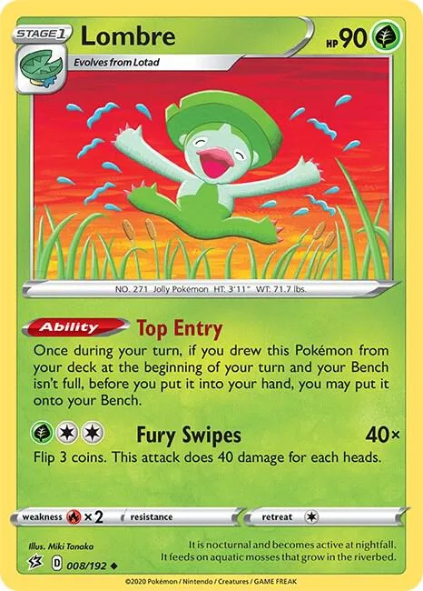 Lombre #008/192 Reverse Holofoil Pokémon card from Rebel Clash