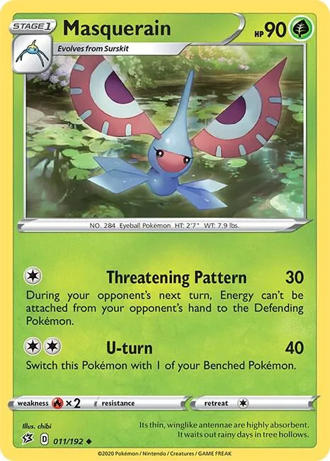 Masquerain #011/192 Reverse Holofoil Pokémon card from Rebel Clash
