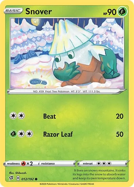 Snover #012/192 Pokémon card from Rebel Clash