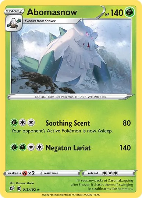 Abomasnow #013/192 Pokémon card from Rebel Clash