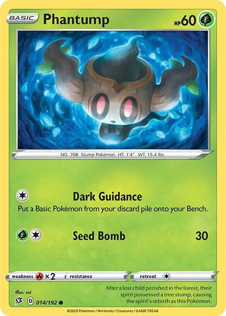 Phantump #014/192 Reverse Holofoil Pokémon card from Rebel Clash