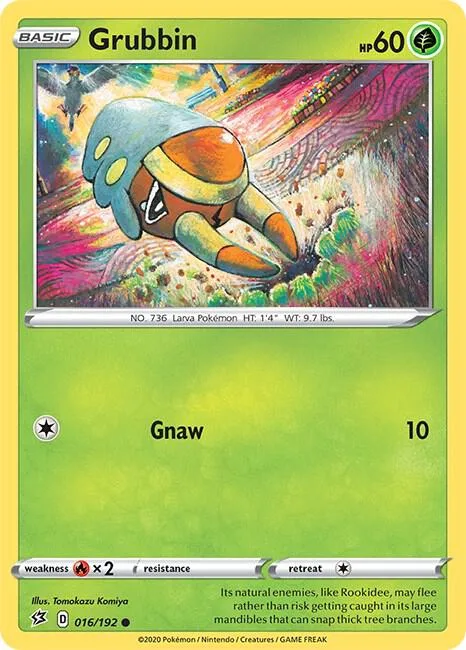 Grubbin #016/192 Reverse Holofoil Pokémon card from Rebel Clash