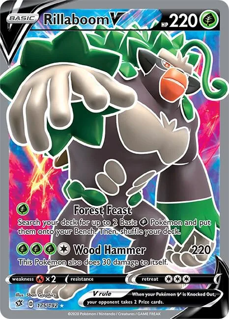 Rillaboom V Full Art #175/192 Holofoil Pokémon card from Rebel Clash