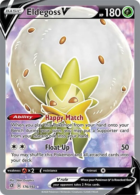 Eldegoss V Full Art #176/192 Holofoil Pokémon card from Rebel Clash