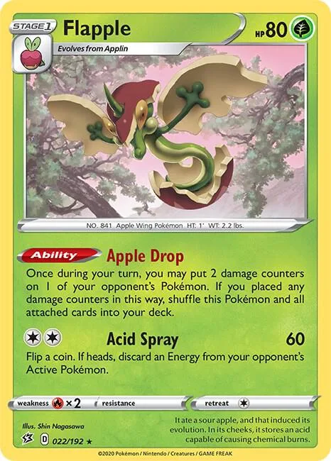 Flapple #022/192 Reverse Holofoil Pokémon card from Rebel Clash