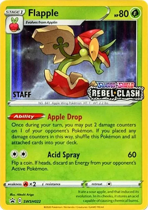 Flapple - SWSH022 Prerelease [Staff] #SWSH022 Holofoil Pokémon card from Sword & Shield Promo Cards