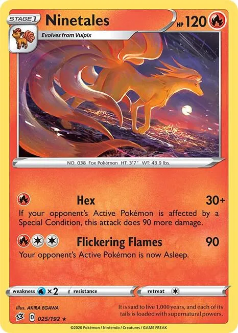 Ninetales #025/192 Reverse Holofoil Pokémon card from Rebel Clash