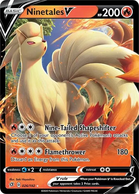 Ninetales V #026/192 Holofoil Pokémon card from Rebel Clash