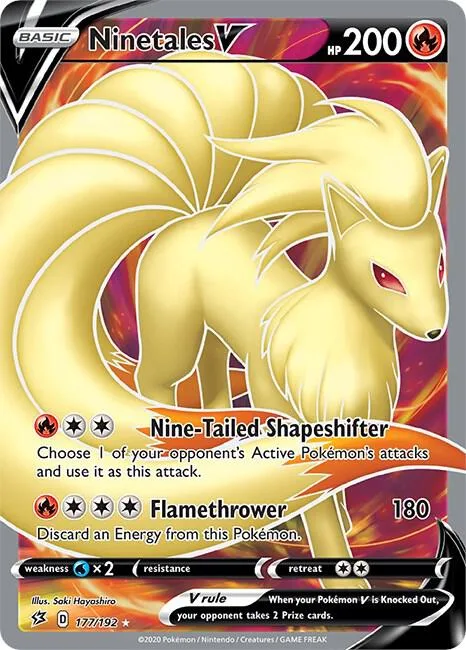 Ninetales V Full Art #177/192 Holofoil Pokémon card from Rebel Clash