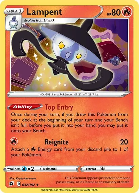 Lampent #032/192 Pokémon card from Rebel Clash