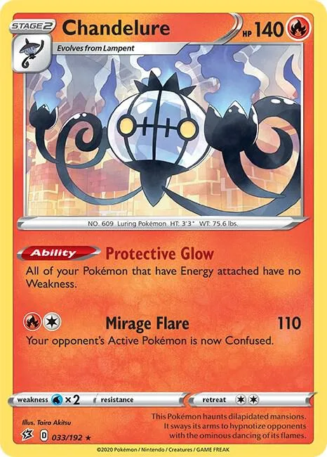 Chandelure #033/192 Holofoil Pokémon card from Rebel Clash