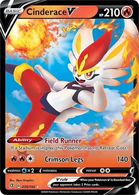 Cinderace V #035/192 Holofoil Pokémon card from Rebel Clash