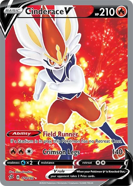 Cinderace V Full Art #178/192 Holofoil Pokémon card from Rebel Clash