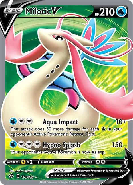 Milotic V Full Art #179/192 Holofoil Pokémon card from Rebel Clash