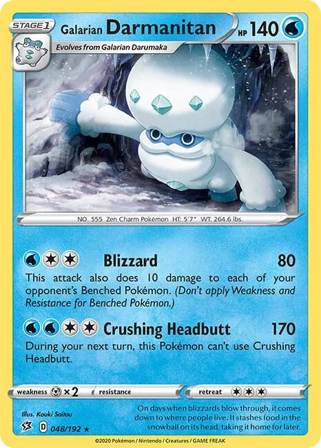 Galarian Darmanitan #048/192 Reverse Holofoil Pokémon card from Rebel Clash