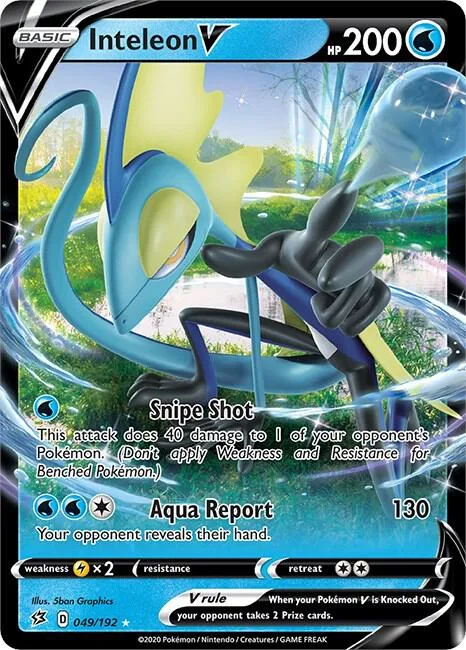 Inteleon V #049/192 Holofoil Pokémon card from Rebel Clash