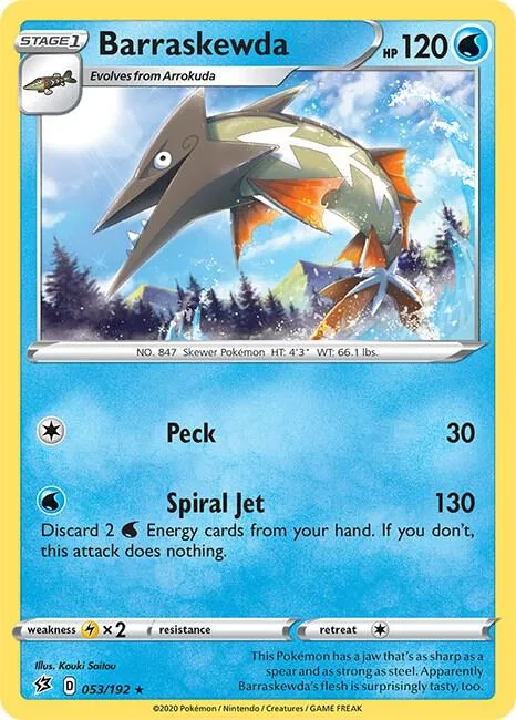 Barraskewda #053/192 Reverse Holofoil Pokémon card from Rebel Clash