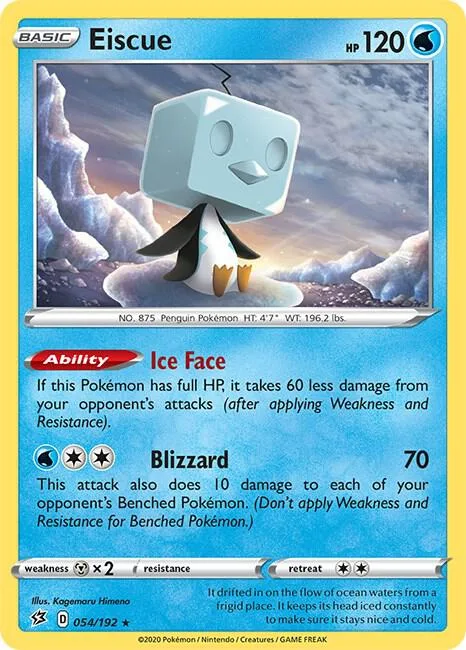 Eiscue #054/192 Reverse Holofoil Pokémon card from Rebel Clash