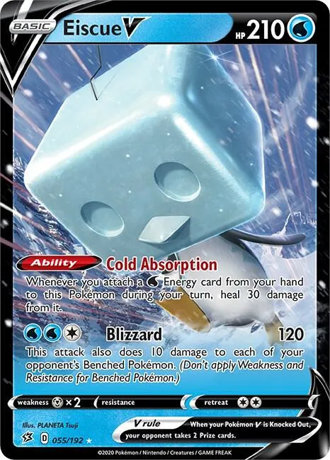 Eiscue V #055/192 Holofoil Pokémon card from Rebel Clash