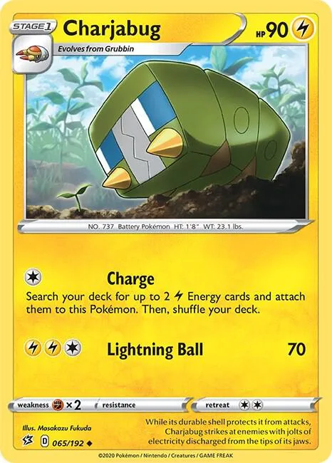 Charjabug #065/192 Reverse Holofoil Pokémon card from Rebel Clash