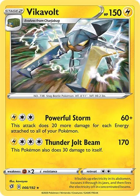 Vikavolt #066/192 Reverse Holofoil Pokémon card from Rebel Clash