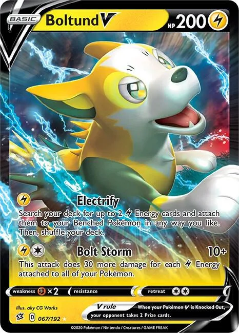 Boltund V #067/192 Holofoil Pokémon card from Rebel Clash