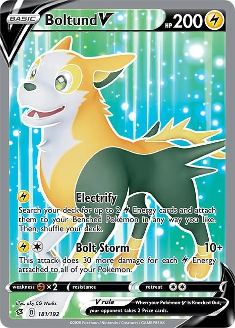 Boltund V Full Art #181/192 Holofoil Pokémon card from Rebel Clash