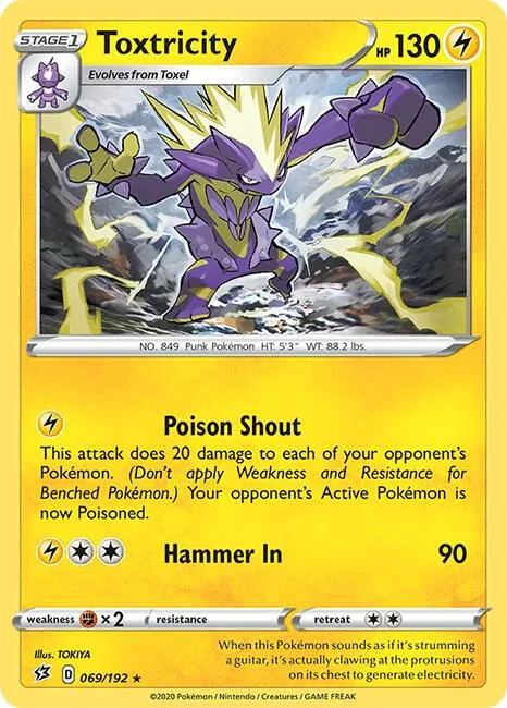 Toxtricity #069/192 Reverse Holofoil Pokémon card from Rebel Clash