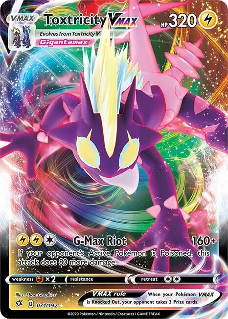 Toxtricity VMAX #071/192 Holofoil Pokémon card from Rebel Clash