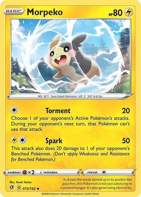 Morpeko #073/192 Reverse Holofoil Pokémon card from Rebel Clash