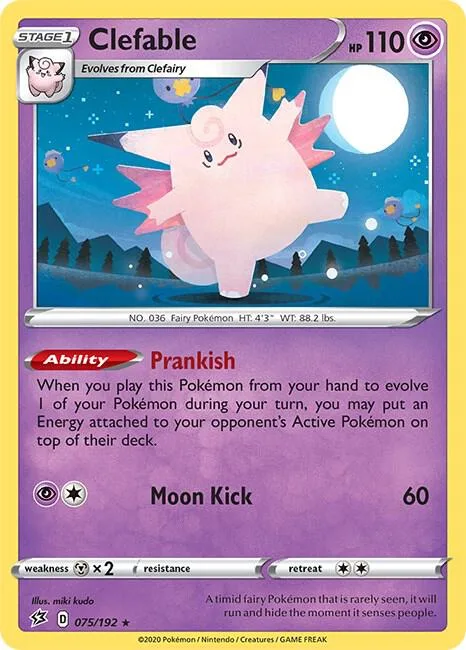 Clefable #075/192 Reverse Holofoil Pokémon card from Rebel Clash