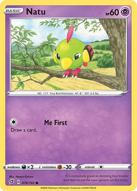 Natu #076/192 Reverse Holofoil Pokémon card from Rebel Clash