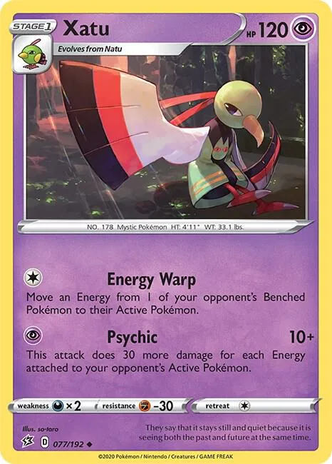 Xatu #077/192 Reverse Holofoil Pokémon card from Rebel Clash