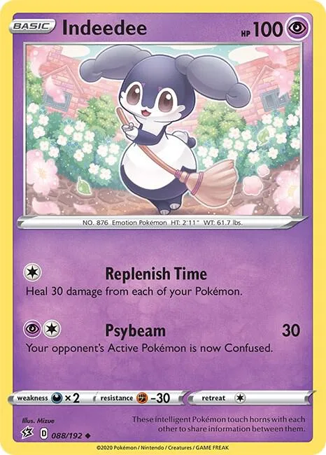Indeedee #088/192 Reverse Holofoil Pokémon card from Rebel Clash