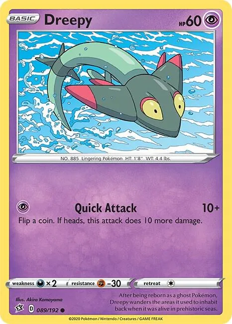 Dreepy #089/192 Reverse Holofoil Pokémon card from Rebel Clash