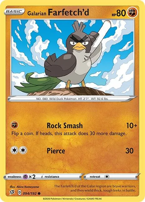 Galarian Farfetch'd #094/192 Pokémon card from Rebel Clash
