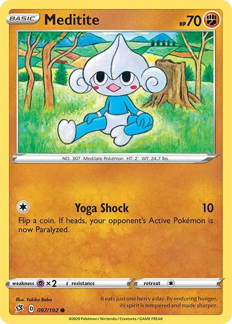 Meditite #097/192 Reverse Holofoil Pokémon card from Rebel Clash