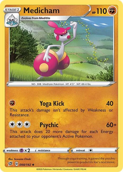 Medicham #098/192 Pokémon card from Rebel Clash