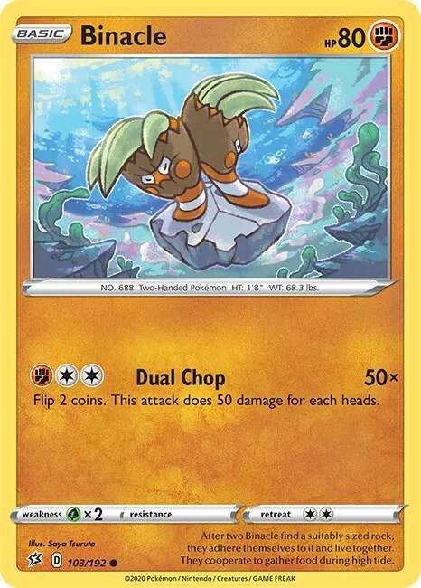 Binacle #103/192 Reverse Holofoil Pokémon card from Rebel Clash