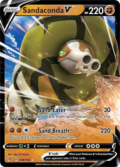 Sandaconda V #108/192 Holofoil Pokémon card from Rebel Clash