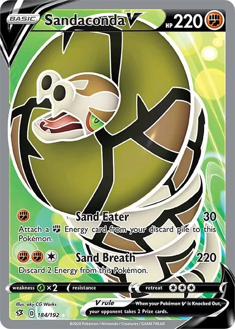 Sandaconda V Full Art #184/192 Holofoil Pokémon card from Rebel Clash