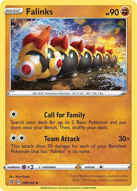 Falinks #109/192 Reverse Holofoil Pokémon card from Rebel Clash