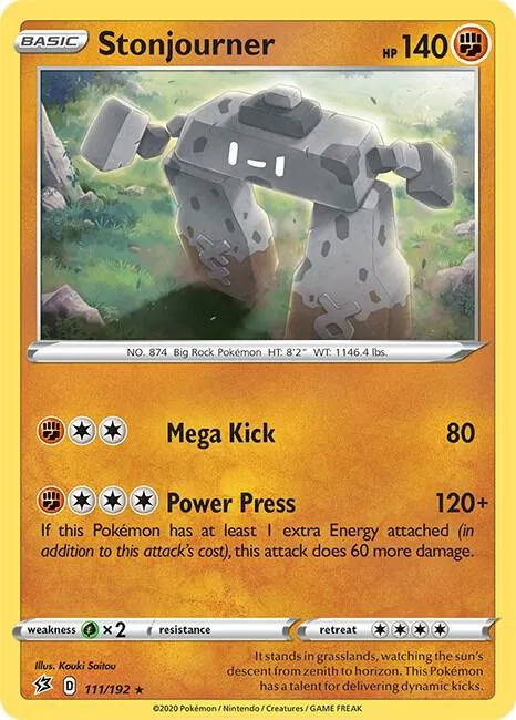 Stonjourner #111/192 Reverse Holofoil Pokémon card from Rebel Clash