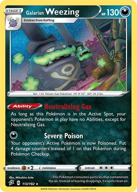 Galarian Weezing #113/192 Reverse Holofoil Pokémon card from Rebel Clash