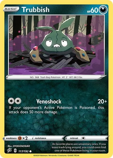 Trubbish #117/192 Pokémon card from Rebel Clash