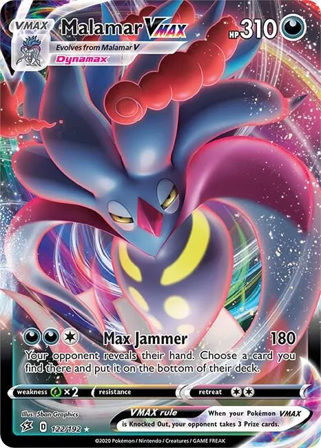 Malamar VMAX #122/192 Holofoil Pokémon card from Rebel Clash