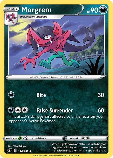 Morgrem #124/192 Reverse Holofoil Pokémon card from Rebel Clash