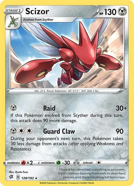 Scizor #128/192 Pokémon card from Rebel Clash